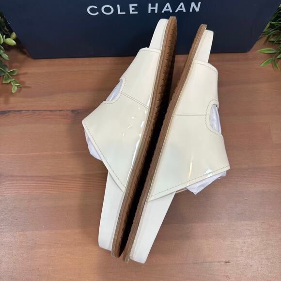 Cole Haan Women's Marisol Footbed Sandals Ivory Patent Leather Size 9 - Picture 7 of 10